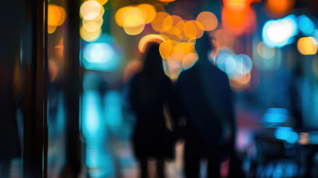 Soft murmurs of conversation add to the blurred atmosphereの素材