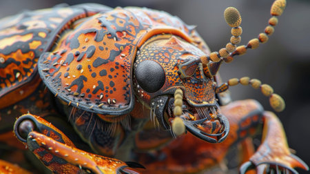 Colorful beetle posing on a branch in macro photographyの素材