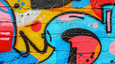A detailed shot of a graffiticovered wall with vibrant colors and bold lettering visibleの素材