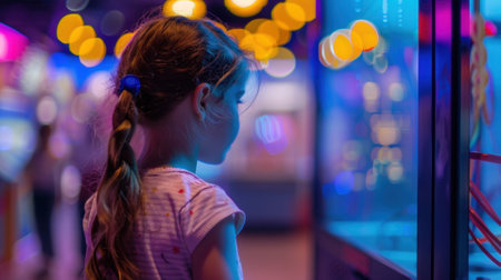 Fuzzy view of interactive exhibits captivating young mindの素材