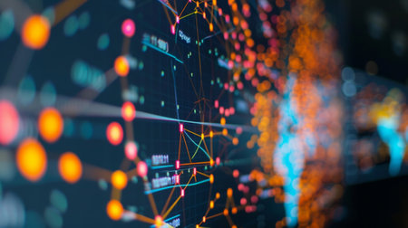 A closeup of a computer screen shows a data visualization of population patterns throughout history highlighting the diverse uses of digital data in researchの素材