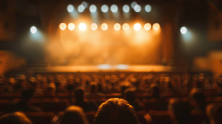 The stage looked like a distant dream as the audience sat in a blurred hazeの素材