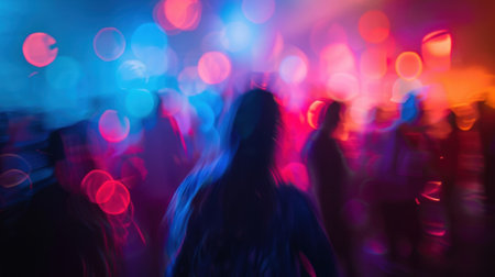 The blur of music lights and people comes together to create an unforgettable sensory experienceの素材