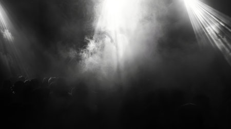 Through the fog of smoke and swaying bodies the distinct sound of different musical genres can be heardの素材