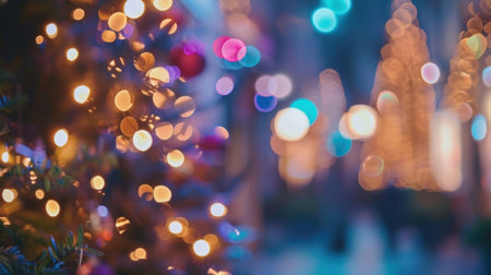 Out of focus banners and signs with phrases like Happy New Year and Cheers to 2020 adding to the festive decorationsの素材