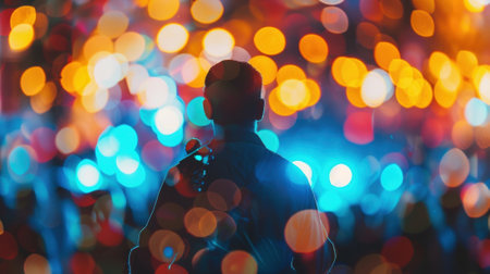 A sea of blurry faces lost in the moment and immersed in the musicの素材