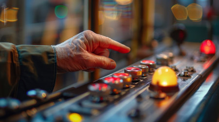 A view of the interactive train signal game where visitors can try their hand at operating the signalsの素材
