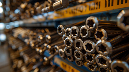 A shelf full of different sized allen keys used for various bike parts and componentsの素材