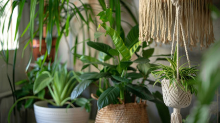 Many houseplants growing in a modern apartmentの素材