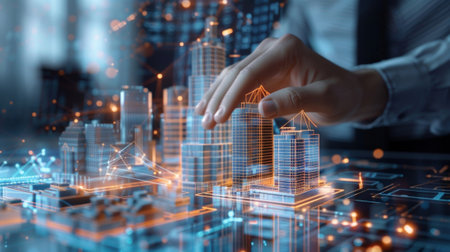 Architect designing futuristic buildings using innovative technologyの素材