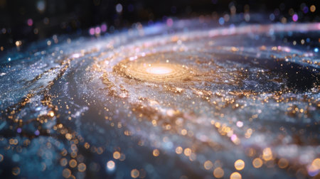 Spiral galaxy shining with millions of stars in deep spaceの素材