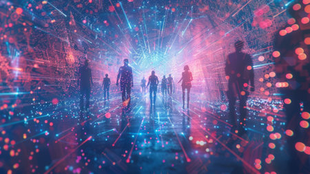 Family reunions become more exciting as loved ones can be brought together through holographic video callsの素材