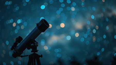 Blur of stars and telescopes blending into the dark skyの素材