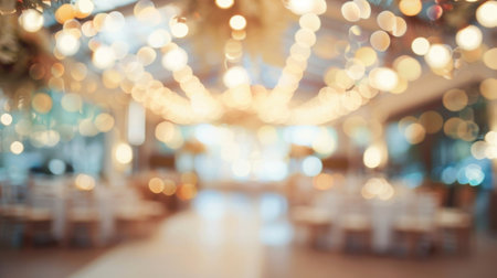 A soft haze enveloping the grandeur of a wedding reception venueの素材