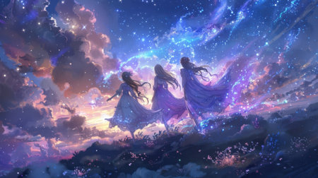 A constellation formed by three celestial sisters known for their beauty and unwavering bondの素材