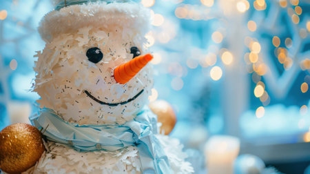 A snowmanshaped pinata filled with nonalcoholic goodies at a winter wonderland themed partyの素材