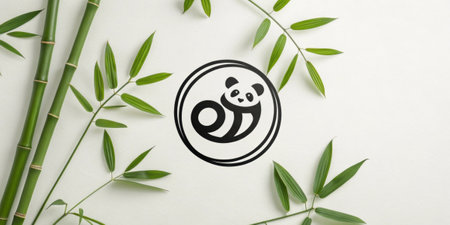 Wood S Silhouette A minimalist design showcasing a sleek silhouette of a Wood S curled into a spiral surrounded by leafy bamboo accents to symbolize growth and resilience..の素材