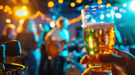 A live band playing soothing music as couples dance and enjoy alcoholfree drinksの素材