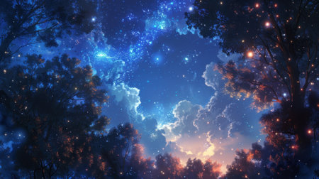 The ling night sky particles seemed to form a beautiful tapestry each one adding its own delicate pattern and sparkle to the sceneの素材