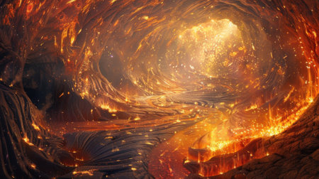As the lava bubbled and spewed tiny sparks of magic swirled around in the heat creating a truly enchanted atmosphereの素材