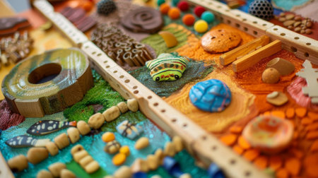Sensory board providing tactile stimulation through engaging texturesの素材