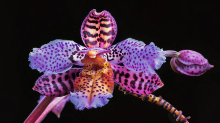 Zygopetalum orchid blooming in vibrant colorsの素材