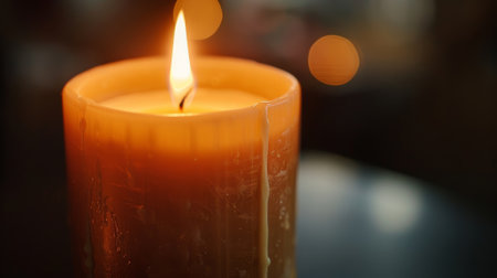 A glowing candle stand with flickering flames providing a sense of warmth and comfortの素材