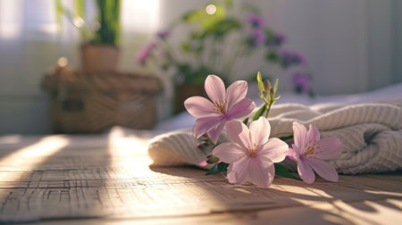 A relaxing music playlist playing softly in the background creating a peaceful atmosphere for reading and studyingの素材