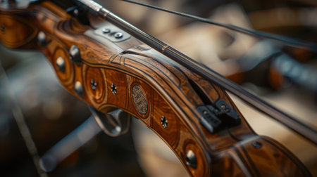 A detailed shot of the riser on a bow the central part of the bow that holds all other pieces togetherの素材