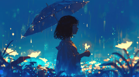 The enchanted raindrops seemed to clear all negative energy washing away all worries and leaving a sense of calm and tranquility in their wakeの素材