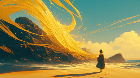 A witchs spell went awry causing all the sand on the beach to transform into enchanted particles that could bring inanimate objects to lifeの素材