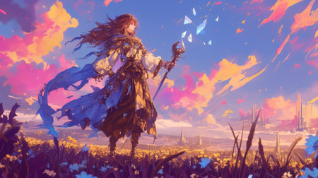 As she chanted the ancient incantation small shimmering spell glyphs appeared in the air around her ready to be used in battleの素材