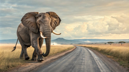 Slow deliberate slides representing the majestic stride of an elephant with oversized padded props creating a sense of grandeur..の素材