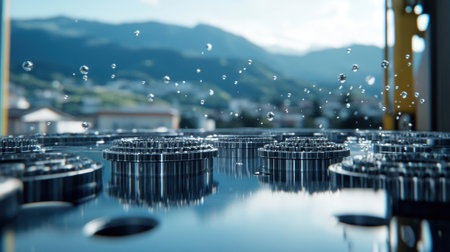 Closeup of a quality inspector working with locally manufactured parts surrounded by machinery highlighting the integration of production and assurance practicesの素材