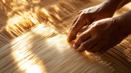 Artisan weaving natural fibers with expertise and precisionの素材