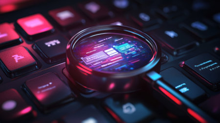 A computer interface with a search bar highlighting keywords like CNC programming and 3D printing surrounded by suggestions for relevant online resourcesの素材