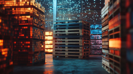 Closeup of mechanical components stacked on pallets with the strong colors of a national flag in the backdrop illustrating the pivotal role of local resources in fostering securityの素材