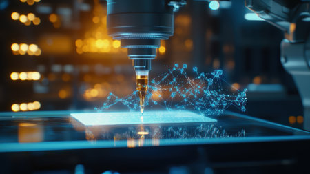 Robotic arm using innovative technology manufacturing microchip in factoryの素材