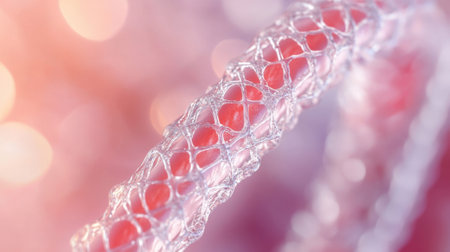 Intricate structure of transparent tubular meshの素材