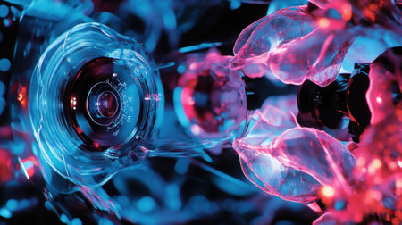 Futuristic lens reflecting scientific innovationの素材
