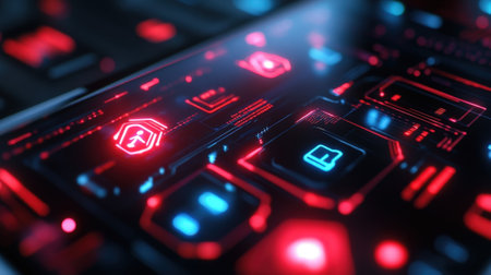 Cyber security system protecting user data on futuristic deviceの素材