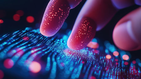 A closeup view of a finger dragging down a smartphone screen where transaction details are listed the sharp contrast between the devices glassy surface and the tactile texture of thの素材