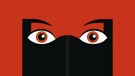 Eyes Peeking Through a Door Closeup of a pair of eyes peeking through a slightly ajar door symbolizing the hidden plight of those ped in trafficking..の素材