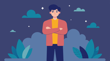 A person standing up for themselves and their beliefs not seeking validation or approval from others.. Vector illustration.の素材