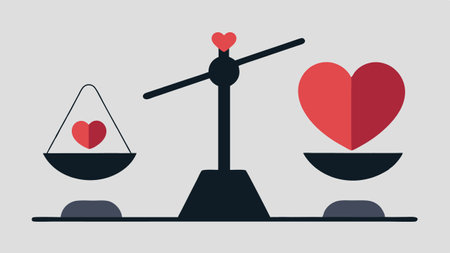 Emotional Balance Scale A scale with a heart on one side and a heavy stone labeled stress on the other showing the imbalance often faced in emotional labor roles..の素材