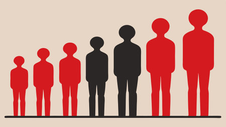 Disconnected Figures Several human silhouettes lined up but with large gaps in between them conveying the emotional distance created by social isolation..の素材