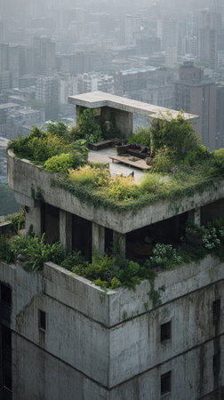 Rooftop garden transforming urban living into green oasisの素材