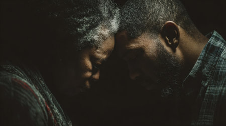Concept photo of a Christian counselor and client kneeling in prayer together, seeking guidance and strength from God for the challenges they are facingの素材