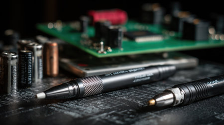 Closeup of fixing pixel issues on a laptop screen highlighting precision tools and delicate electronic componentsの素材