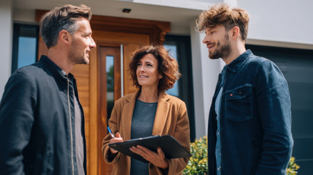 Claims specialist examining security footage and interviewing witnesses to confirm accuracy of residential property insurance claimの素材